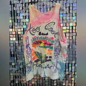 Vintage Neon Florida Tank • Lazy Guys Club • Tie Dye Distressed Festival Top